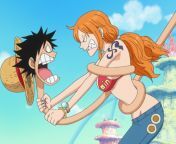 nami and luffy.png from one piece luffy and nami
