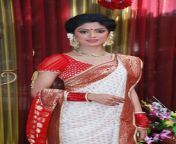 20 white saree with red zari border paired with sheer puff sleeves.jpg from www bangla sari