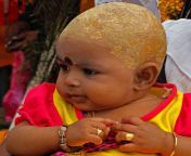 mundan baby with head shaved 640x633.jpg from indian mundan of headww janvi chheda