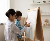happy indian mom small son draw whiteboard loving young little ethnic paint together flip chart home mixed race mother 221752555.jpg from indian mom and small son fucking in beda marie macool sex tape