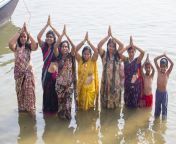 hindu women pilgrims take bath holy river ganges varanasi india january unidentified ghats uttar pradesh 91838103.jpg from ganga lady snan holi river bath cute
