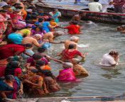 hindu pilgrims take holy bath river ganges varanasi india march auspicious maha shivaratri festival march 47580870.jpg from holy bath