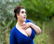 sexy plus size model blue dress deep neckline outdoors beautiful fat woman big breasts nature body positive concept 212657321.jpg from granny bbw big tits