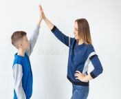 charming mother son clap each other enjoying perfect move to new apartment concept moving young family 203032697.jpg from new charming mothar and son xxxx videos