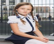 cute elementary schoolgirl uniform playground darkly blue skirt white blouse tights sitting steps background 75798522.jpg from 16schoolgirl
