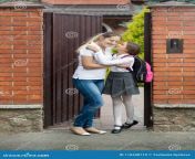 teenage girl kissing her mother going to school cute teenage girl kissing her mother going to school 116348710.jpg from jane kiss xxx school 18 vide