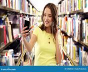 teenage student girl taking selfie library technology education people concept smiling young woman blank yellow t 143800263.jpg from library me selfie