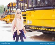 happy little girl backpack next to school bus back to school concept little girl school bus 128112319.jpg from xxx सोनाक्षी सिन्हा करीना कपूर श्रीदेवी फोटो सल¤an school girl 12ye xxx vidoes down