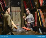 scene china traditional cloth shop interior wax figure qing dynasty years ago asia saleman introduced to woman 48255459.jpg from wax china