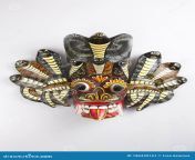 shot traditional sinhalese sri lanka carved wooden black raksha mask dwi naga twin cobra devil white background 186339161.jpg from dui naga
