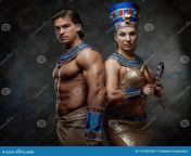 beautiful couple egyptian costumes posing studio black walls man women traditional standing side 191938538.jpg from cute and sexy egyptian couple get full enjoy her birthday 2
