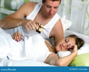 couple bed man wants to surprise his wife gift men sleeping 34285641.jpg from sleep surprise