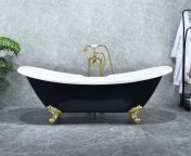 altair porva 69 x 29 black acrylic clawfoot bathtub with brushed brass drain and overflow 8 jpgv1683656133width1946 from porva www xx
