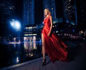 490713 model red dress night city pool.jpg from city lady