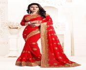indian wedding georgette red colour saree 1556.jpg from indian red col