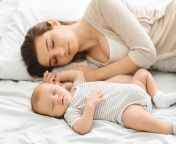 infant sleep with mom.jpg from mom and son sleep one