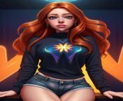 00003 4231588421 sfw uhd 8k ultra detailed cinematic portrait thematic lightingginger haired woman missax holographic sweatshirt jpeg from missax face