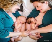 twins breastfeed by both moms 01 600x600 jpgwidth414 from breastfeeding two
