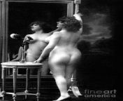 naked woman posing in front of a mirror near a pedestal table 1913 french school.jpg from nude women infront of