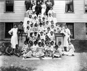 thomas indian school photograph exterior view class portrait on staircase.jpg from indian school with indian school wxxx com vagena