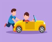 character flat drawing happy boy is pushing his friend39s car road kids play with big toy car together sibling having fun with electric toy car backyard cartoon design vector illustration 620206 2731.jpg from give milk to my friend39s hair so she can comb her hair