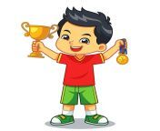 boy win contest earn trophy medal 7814 608.jpg from cartoon win