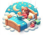 3d flat icon mother day conceptbedtime stories mom reading children before sleep isolated 980716 68517.jpg from 3d cartoon sleeping mom