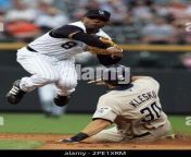 colorado rockies shortstop desi relaford left jumps out of the way of san diego padres ryan klesko after forcing him out at second base on a ground ball hit by the padres mark sweeney in the second inning in denver on friday july 8 2005 sweeney beat the throw to first base ap photodavid zalubowski 2pe1xrm.jpg from desi ap co