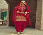 embroidered georgette punjabi suit in red v1 kch6199.jpg from pandu saxey kand com punjabi