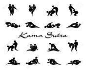 159851297 kama sutra poster on white background 2d black symbols pose collection b w vector illustration.jpg from kamasutra sex position