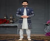 220115072022 navy blue silk indo western suit.jpg from new indo