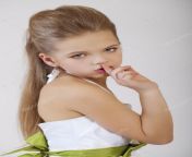 depositphotos 95845554 stock photo little girl has put forefinger.jpg from very beautiful little has put forefinger to lips as sign