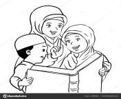 depositphotos 169985930 stock illustration cartoon muslim mather and kids.jpg from anak cu mama