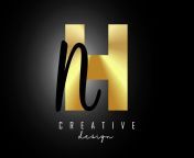 golden letters hn logo with a minimalist design letters h and n with geometric and handwritten typography vector.jpg from www hn
