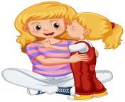 vector little girl kissing mother.jpg from little n mom animated