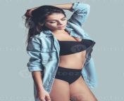 beautiful seductress attractive young woman in lingerie and unbuttoned jeans shirt posing against grey background photo.jpg from shirt hot sex seductress