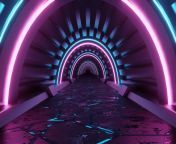 3d rendering seamless loop motion of sci fi corridor with blue and oink neon light free video.jpg from 3d videos