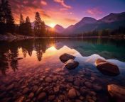 picture a captivating scene of a tranquil lake at sunset ai generative photo.jpg from www pietures lmages com