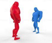 31199794 rot und blau 3d starker mann im ein stand aus perspektivisch sicht foto.jpg from starkers 3d jpg