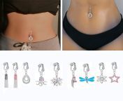 1pc fake belly button ring fake belly piercing clip on umbilical non navel fake pircing flower.jpg from ফাটাগুদ fake sex image