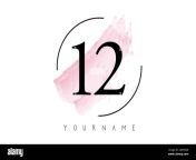 number 12 watercolor stroke logo with circular shape and pastel pink brush vector design 2a9pggr.jpg from 12 no