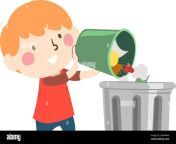 illustration of a kid boy emptying trash from waste basket into a garbage can 2ar4w4n.jpg from emptying