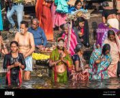 local people have bath in the ganga river varanasi india asia 2b1496r.jpg from hot in ganga snan