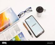 in this photo illustration a xvideos logo seen displayed on a smartphone screen on a desk next to a cafe a pen glasses and a magazine in athens greece on june 5 2022 photo illustration by nikolas kokovlisnurphoto 2kdbh9g.jpg from pen photo page xvid