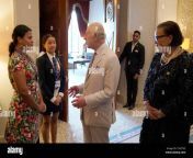 king charles iii meeting grace malie left tuvaluan youth delegate for the rising nations initiative and ellyanne chlyslun githae youth climate champion kenya from the international organization for migration as he attends a women climate leaders reception and small island developing states reception at a hotel in dubai during the cop28 summit picture date thursday november 30 2023 2tactx3.jpg from tuvalu elly