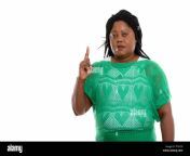 studio shot of fat black african woman pointing finger up ptecf0.jpg from fat black finger
