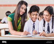 indian school students and teacher book studying in classroom k6p21g.jpg from bangla 2015 xxx school 12 video se
