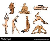 naked yoga bodies set asanas sketch vector 38092383.jpg from nude women namaskar pose photo