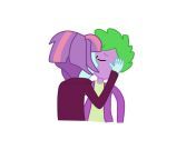 2593395safe derpibooru import spike sunny flare equestria girls hand on cheek human spike kissing remake shadowbolts shipping spike gets all the crystal prep .jpg from derpibooru twispike spike gets all the mares