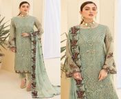 green partywear embroidered and embellished georgette pakistani suit peachmode 1 jpgv1669037368 from paki spec